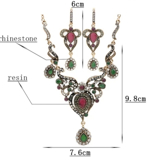 Turkish Vintage Style Jewelry Set for Women,NEW,Antique,Wedding, HandmadeGift - Picture 5 of 17